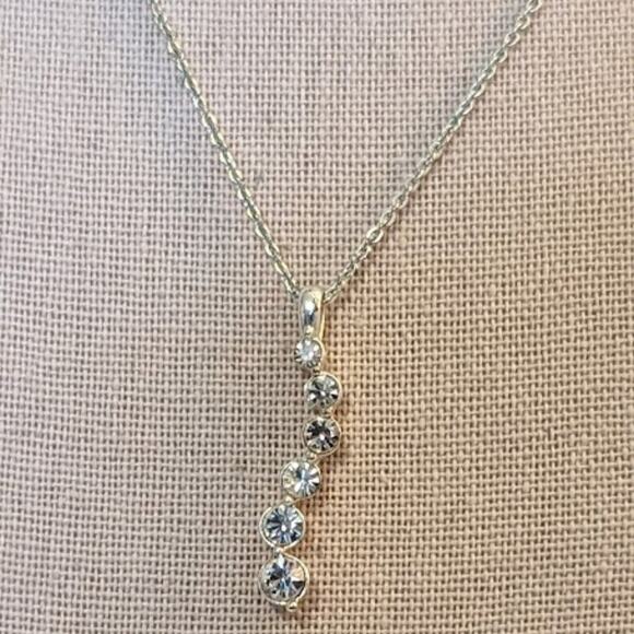 Graduated Bezel Set Rhinestones on a Snake Pendant on a Silver Tone Chain - Picture 3 of 4